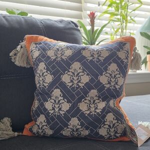 Embroidered Throw Pillow Cover.